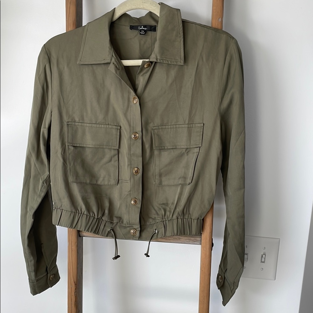 Lulu's Green Utility Jacket Lightweight Relaxed Fit